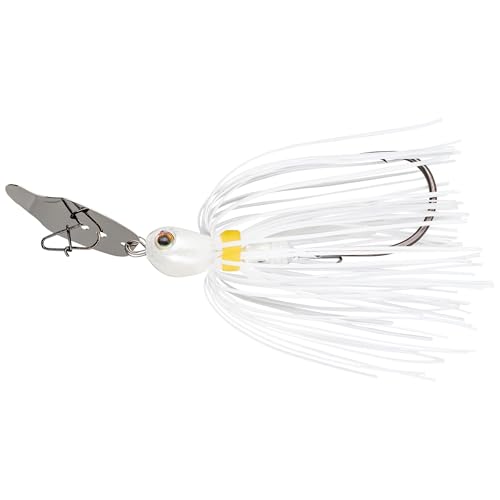 Strike King Thunder Cricket Fishing Lure, Vibrating Swim Jig, Silver Blade, 4/0 Jungle-Style Flipping Hook - color: White, size: 1/2 oz