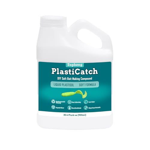 Eupheng PlastiCatch Series Plastisol Fishing Lure Making Plastic Rubber, Crystal Clear, Low Odor, Non Yellowing Soft Formula for DIY Fishing Lures - size: 30.4 Fluid oz (900ml)