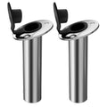 2Pcs Rod Holders for Fishing Boat, Heavy Duty 316 Stainless Steel Fishing Rod Pole Holder, Flush Mount, 15/30/90 Degree - color: Silver - Black Insert, size: 15 Degree with Cap