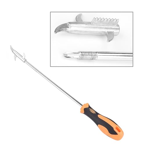 Car Tire Cleaning Hook, 4 in 1 Tire Stone Cleaning Hook, Stainless Steel Wheel Stone Cleaning Tool with Rubber Handle, Multifunctional Tire Stones Remover Hooks, 11.0in
