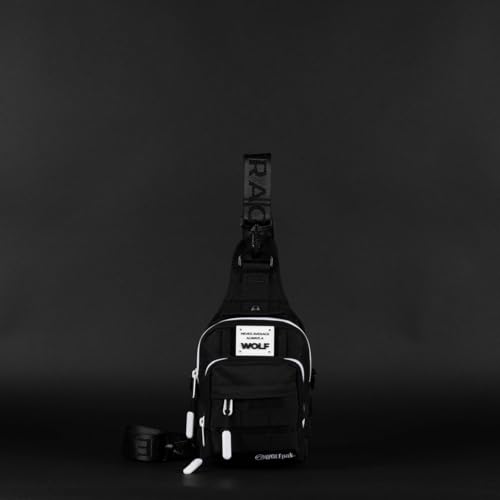 WOLFpak 4L Mini Tactical Sling Bag (Alpha Black White Accents) Compact Crossbody Backpack for Gym, Travel & EDC | Tactical Shoulder Bag with Multiple Pockets – Lightweight, Durable Sling Pack - color: Alpha Black White Accents