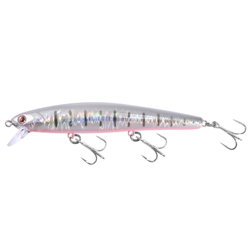 LITTMA California Surf Fishing Lures Saltwater Jerkbait Crankbait Surf Minnow 110/125 - Metallic Sardine Super Glow & Pearl Pink Belly Glow Lures for Halibut & Striper Fishing - color: Surfperch Pink Belly (UV), size: 110mm - 5/8oz