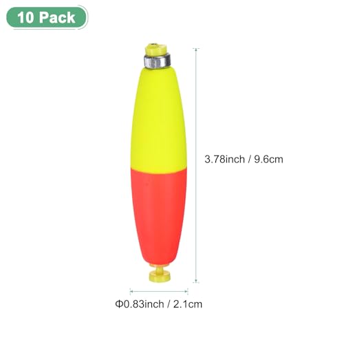 M METERXITY Pack Fishing Bobbers Floats, EVA Foam Weighted Bobbers, Clip-on Floats Slip Corks Floaters Strong Buoys - color: Red & Yellow, size: 3.78" Length