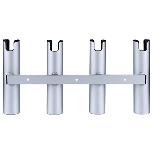 Aluminum Fishing Boat Rod Holder,3/4 Link Tube Aluminum Rod Rack, Suit Boats & Yacht ,Silver - color: Silver 4 Tube