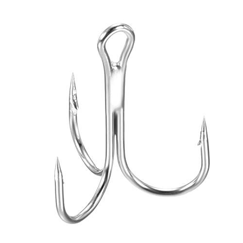PATIKIL Treble Fish Hooks, Carbon Steel Sharp Round Bend Hook Triple Barbed Hook for Freshwater Saltwater - color: White, size: 26mm/1.02"