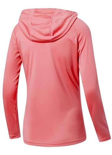 Willit Women's UPF 50+ Sun Protection Hoodie SPF Shirt Long Sleeve Hiking Fishing Outdoor Shirt Lightweight Hoodie - color: Pink, size: Large