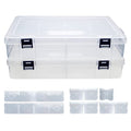 2 Pieces Fishing Tackle Box, PP Storage Box, Tackle Boxes Organizer with Removable Dividers, Clear Transparent Storage Trays for Fishing Lures, Baits, Hooks, Sinkers 11.8 * 7.9 * 2.3 Inch