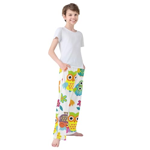 Pajama Pants Long Sleep Pant Elastic Waist Pajama Bottoms with Pockets - color: Color 4, size: 9-10 Years