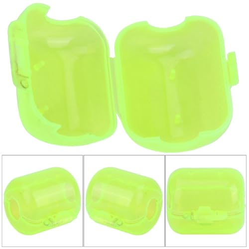 ‌50PCS Plastic Fishing Hook Box Set - Fluorescent Yellow Clamshell Squid Lure Cover Cases for Tackle Storage(M) - color: M
