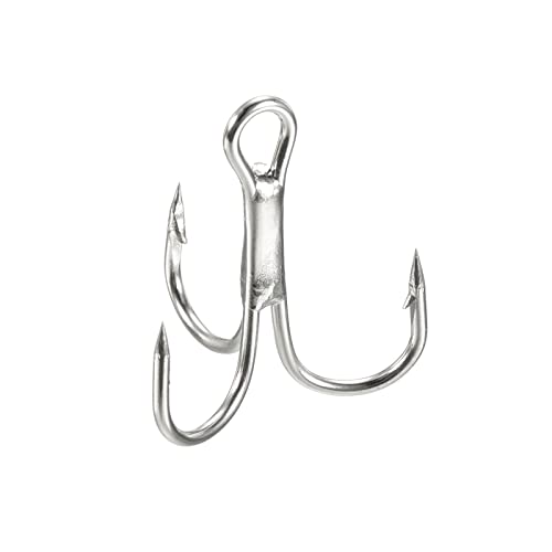 PATIKIL Treble Fish Hooks, Carbon Steel Sharp Round Bend Hook Triple Barbed Hook for Freshwater Saltwater - color: White, size: 17mm/0.67"