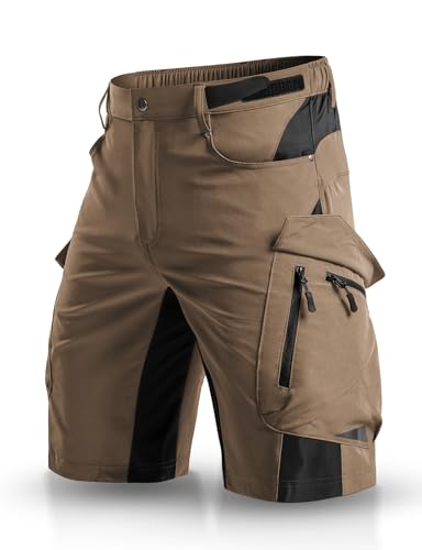 XKTTAC Men's Outdoor Quick Dry Lightweight Stretchy Shorts for Hiking, Tactical, Camping, Travel with 6 Pockets - color: Khaki, size: 8X-Large