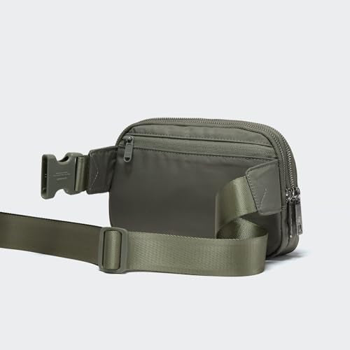 Pander Everywhere Belt Bag for Women, 5 Zipper Pockets Nylon Crossbody Fanny Pack Purse (Grey Sage). - color: Grey Sage