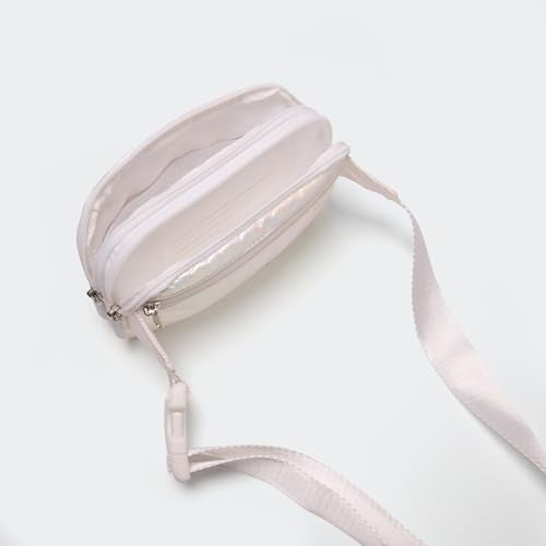 Pander Everywhere Belt Bag for Women, 5 Zipper Pockets Nylon Crossbody Fanny Pack Purse (Iridescent White) - color: Iridescent White