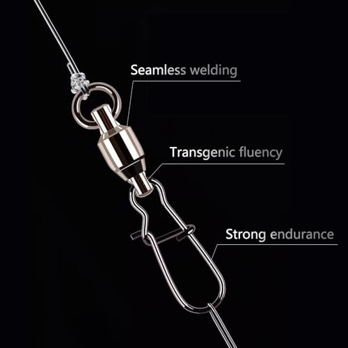 YHC 30pcs Black Nickel Fishing Ball Bearing Swivels Fishing Tackles Stainless Heavy Duty Terminal Tackle Fishing Snaps - size: #0-30PCS