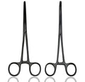 2 Piece Curved & Straight 8" Hemostat Set, Stainless Steel Locking Tweezer Clamps - Ideal Hemostats for Nurses, Fishing Forceps, Crafts and Hobby (Black) - color: Black