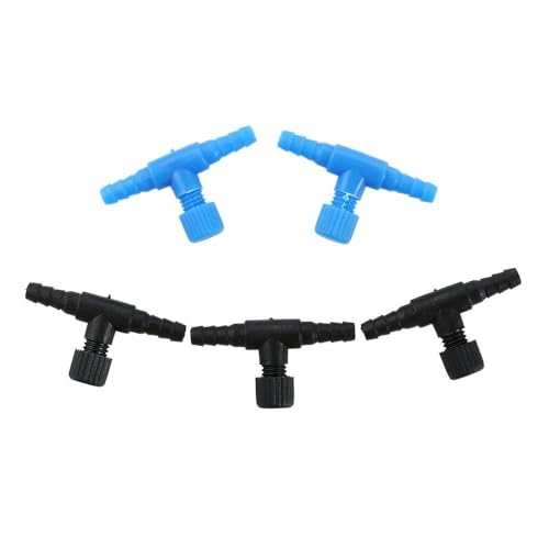 Pokinge 20pcs Aquarium Control Valve, 2 Way Air Valve Aquarium Regulator Pipe Connector, Plastic T-Shaped Air Line Tube Valves for 4 mm Hose Air Line Tubing Connector