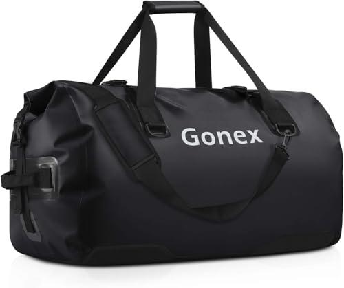 Gonex 40L 60L 80L Extra Large Waterproof Duffle Travel Dry Duffel Bag Heavy Duty Bag with Durable Straps & Handles for Kayaking Paddleboarding Boating Rafting Fishing - color: Black, size: 60L