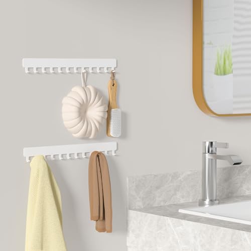 Bussdis Necklace Holder - Hanging Jewelry Organizer, Self-Adhesive, Wall Mount, 2 Pack, White - color: White, size: 9.84 inch