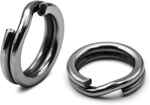 Fishing Split Rings - 50/100Pcs Stainless Steel Lure Ring for Link Fishing Hooks Heavy Duty Saltwater Terminal Tackle Connector - size: 100Pcs_black,XS_1#_33lbs