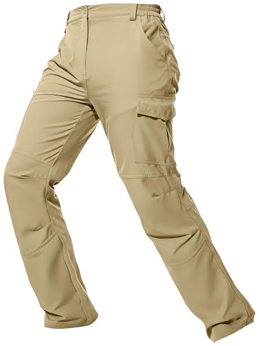 Men's Hiking Cargo Pants Waterproof Lightweight Quick Dry Outdoor Work Fishing Mountain Travel Stretch Pants - color: Khaki, size: 40