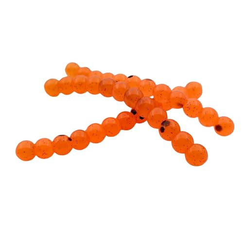 Fishing Scented Soft Plastic Beads Artificial Salmon Egg Bait Packs for Trout, Steelhead and Salmon (Spawn Roe Fishing Tackle) - color: Blazed Orange, size: .250"/6mm-36 Eggs per pack