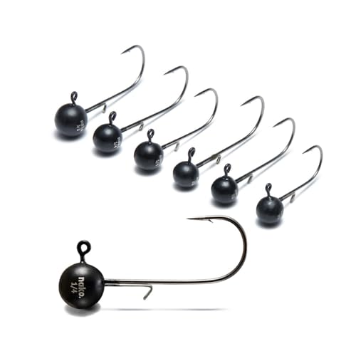 Nako 200% Sensitive Tungsten Ball Jig Heads - 5 Pack - No Chip Black - Tungsten Fishing Jig Heads, 1/32, 1/16, 1/8, 3/16, 1/4, 3/8oz, Damiki Rig Jig Heads - size: 1/8 oz - #1 Hook - 5 Pack