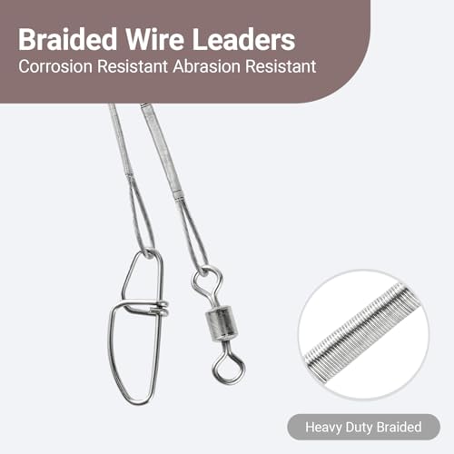 Atibin High Strength Fish Leader Saltwater Line Snap Fishing Leaders Freshwater Stainless Steel Wire Leaders Lures White Nickel - size: #1 (5.9in-20lb) 50pcs