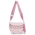 Checkered Crossbody Bum Bags for Women Nylon Checkered Purse Checkerboard Fanny Pack - color: A09-pink