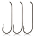 Dr.Fish 100 Pack Dry Fly Hooks Black Nickel High Carbon Steel Fly Tying Material Accessories Trout Salmon Fishing Hooks Freshwater Saltwater Fishing Barbed-Gold - color: Streamer Fly Hooks, size: #12