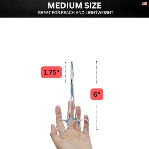 ADROIT 6" Straight Tip Hemostat Forceps | Stainless Steel Design | Small Teeth On Jaws | Locking Mechanism Built in | Great for Sewing, Fishing, Jewelry Making - size: 6", style: Straight