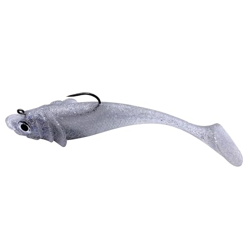 Big Jig Worm Lures Swimming Bait Soft Plastic Fishing Lure for Bass, Crappie, Trout, Pike, Sea Bass, Redfish, Striper,Fishing Lures for Freshwater & Saltwater - color: Clear Glitter-1 Piece