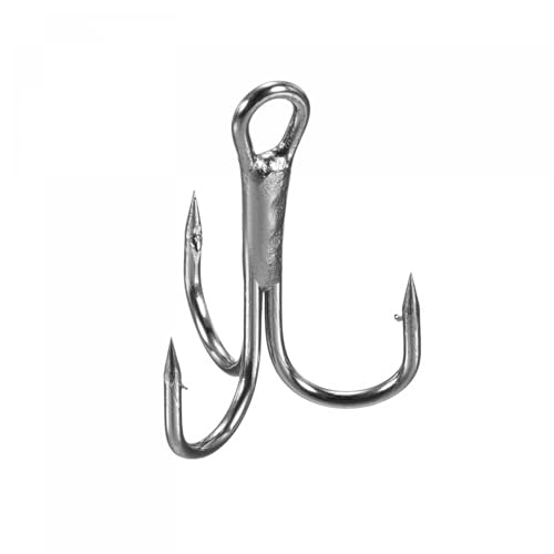 PATIKIL Treble Fish Hooks, Carbon Steel Sharp Round Bend Hook Triple Barbed Hook for Freshwater Saltwater - color: Black, size: 17mm/0.67"