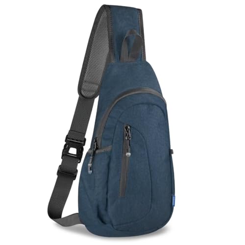 TITECOUGO Small Sling Bag, Lightweight Crossbody Backpack for Men Women, Shoulder Bag for Sports and Outdoor - color: Z1-canvas, Dark Blue
