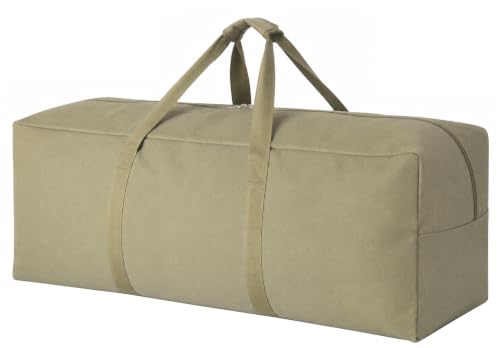 DoYiKe Canvas Travel Duffle Bag Heavy Duty, Sports Duffel Military Camping Tent Storage 60L Army Green Top opening - color: Army Green Top-opening, size: 60L