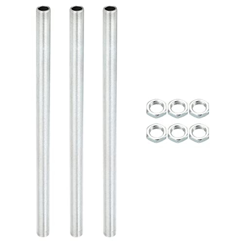 PATIKIL M12 Thread 8.66" Lamp Pipe Kit with Lock Nuts, 3 Set All Thread Rods Fasteners Hardware for Chandelier Ceiling Light DIY, Zinc Plating - size: 8.66"