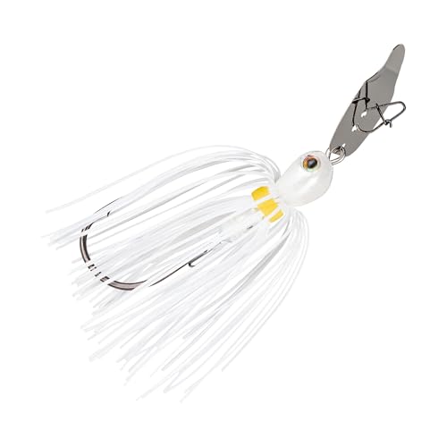 Strike King Thunder Cricket Fishing Lure, Vibrating Swim Jig, Silver Blade, 4/0 Jungle-Style Flipping Hook - color: White, size: 1/2 oz