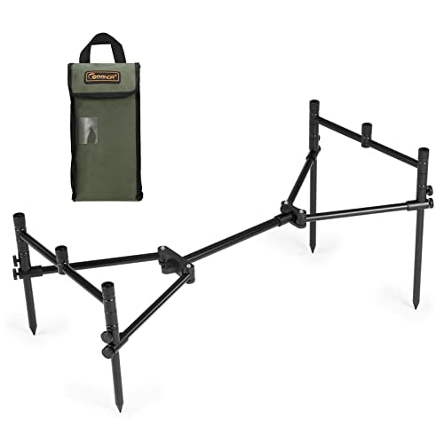 Karlak Detachable Fishing Rod Stand Buzz Bar Pole Rest Head Folding Retractable Fishing Rod Holder with Carry Bag