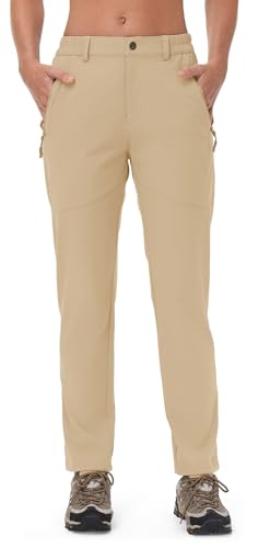 Rdruko Women's Hiking Pants Lightweight Quick Dry Water Resistant Outdoor Travel Fishing Pants with Pockets - color: 02 Light Khaki, size: XX-Large