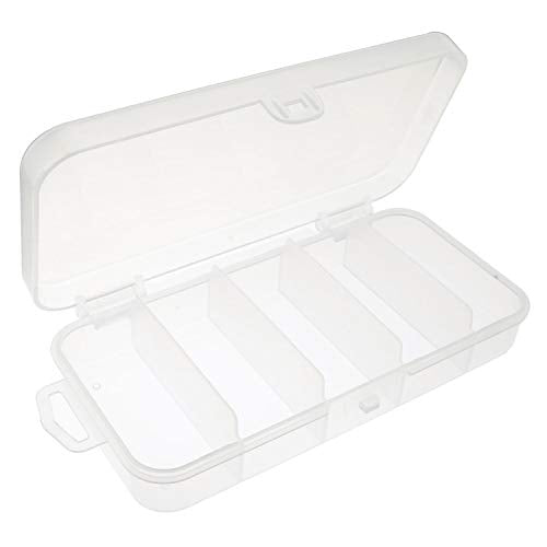 3pcs Multifunctional Portable 5-Grid Clear Visible Plastic Fishing Tackle Accessory Box 5 Compartments Jewelry Making Findings Organizer 4.96 x 2.44 x 1 Inch