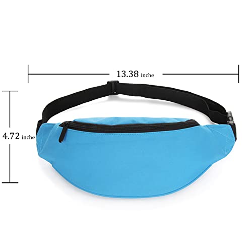 Crossbody Fanny Pack for Men&Women,Large Waist Bag & Hip Bum Bag with Adjustable Strap for Outdoors Workout Traveling Casual Running Hiking Cycling - color: Nylon Blue