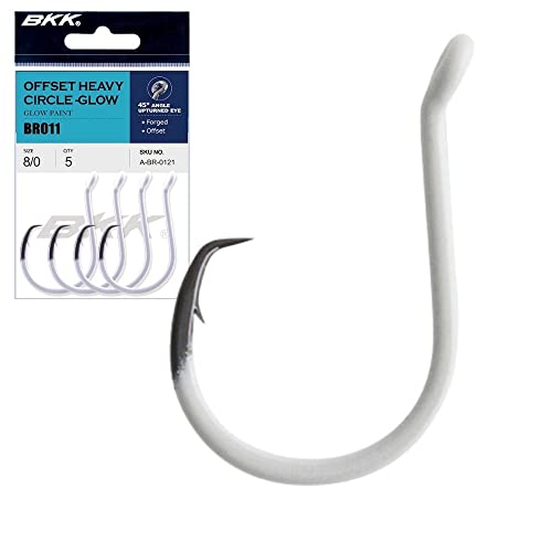 BKK Offset Heavy Circle Glow Hook | 2X | Glow in The Dark | Needle Point - size: 1/0#