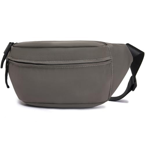 Women Sling Bags Girl Fanny Pack Crossbody Handbag Men Shoulder Bag Unisex Classic Nylon Waist Packs Purse Hiking Chest Bag, Easy Carry Any Phone,Wallet (Gray) - color: Gray