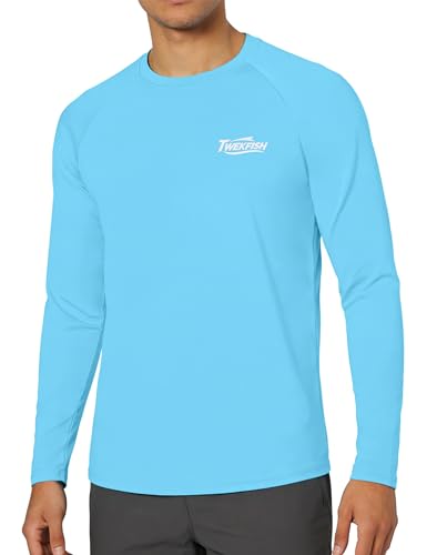 Men's UPF 50+ Sun Fishing Shirt, Long Sleeve UV Protection Tee, Quick Dry Rash Guard for Outdoor Swim Hiking - color: Medium Blue (Largemouth Bass), size: 3X-Large