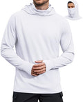 COOFANDY Mens UPF 50+ Sun Protection Hoodie with Mask Lightweight Long Sleeve SPF Fishing Shirts UV Hiking Running Rash Guard - color: White, size: X-Large