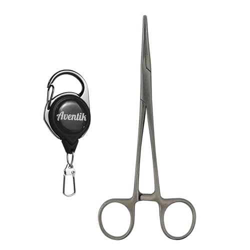 Aventik Metal Tin Portable Box Fly Fishing Tools Kit Includes a Fishing Knot Tool and Line Clipper Zinger Retractor Hook Remover Forceps - color: Hook Remover+ Zinger