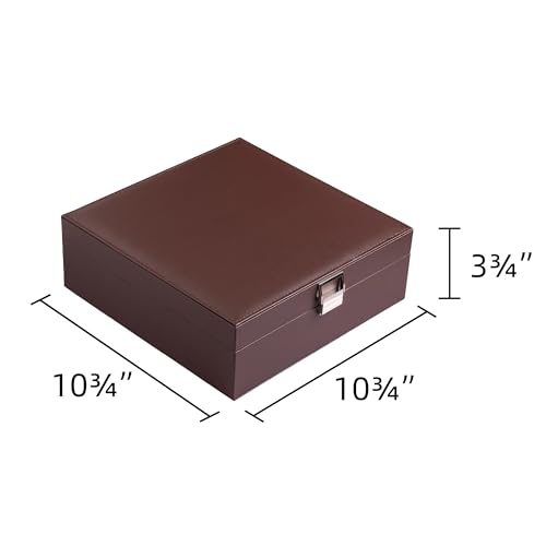 Frebeauty Earring Organizer Classic Jewelry Box 50 Slots Double Layer Jewelry Storage Case with 6 Necklace Hook and Bracelet Pocket(Dark Brown) - color: Dark Brown