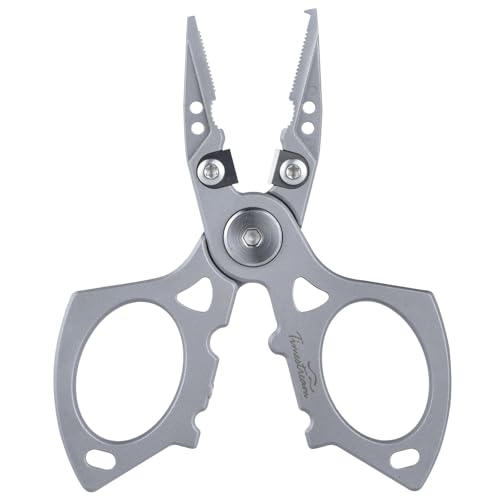 4 inch Fishing Pliers Saltwater, Stainless Steel Fishing Pliers with Split Ring, Fish Hook Remover, Tungsten Carbide Cutters, Fishing Gift for Men