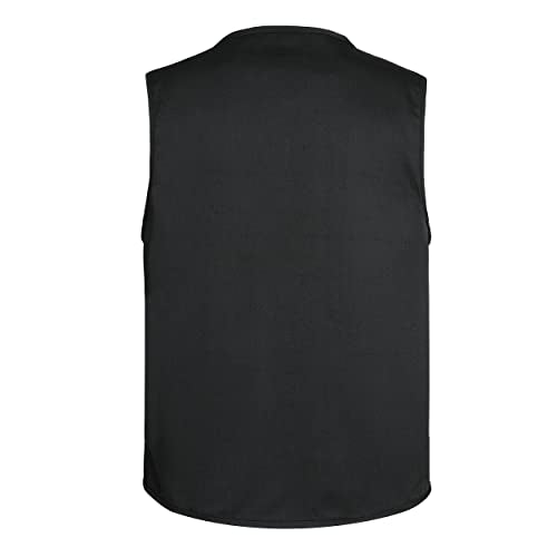 Men’s Fishing Vest Summer Outdoor Work Safari Travel Photo Vest with Multi Pockets - color: Black, size: X-Small