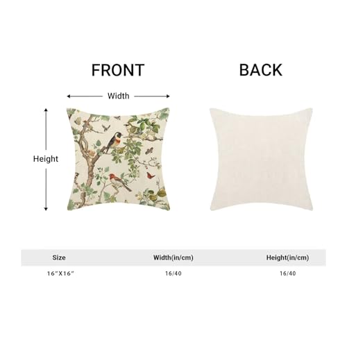 Chinoiserie Pillow Covers 16 x 16 Set of 2, Spring Bird Butterfly Throw Pillow Covers Farmhouse Pillowcase Home Decor for Couch Sofa Outdoor - color: Chinoiserie-c, size: 16" x 16" (Pack of 1)