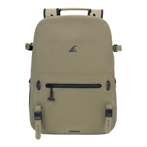 Breakwater Supply™ River Ute Waterproof IP68 Hunting Backpack, Floating TPU Submersible Dry Bag with Padded Hip Belt and Airtight Zippers | 20L (River Ute 20L CORDURA Safari Tan) - color: River Ute 20l Cordura Safari Tan